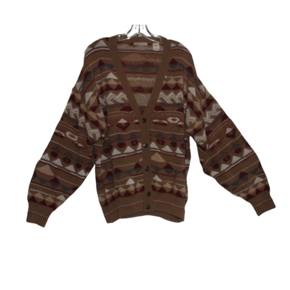 Vintage Giorgio di Firenze Cardigan Sweater Size Large Geometric Made in Italy